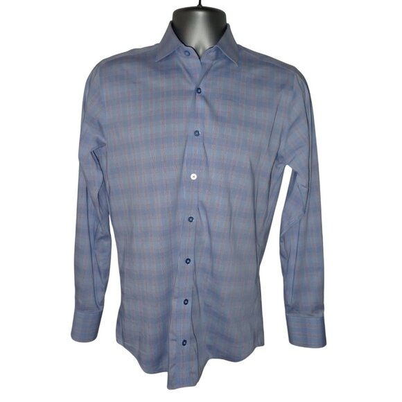 Twillory Performance Button Down Shirt Mens‎ 14 S 32-33 Blue Plaid Long Sleeve - Picture 1 of 6